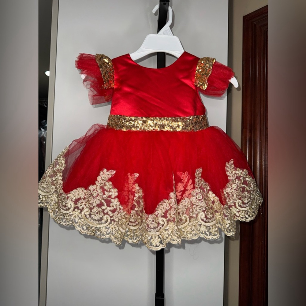 Handmade Red and Gold Kids Costume Dress